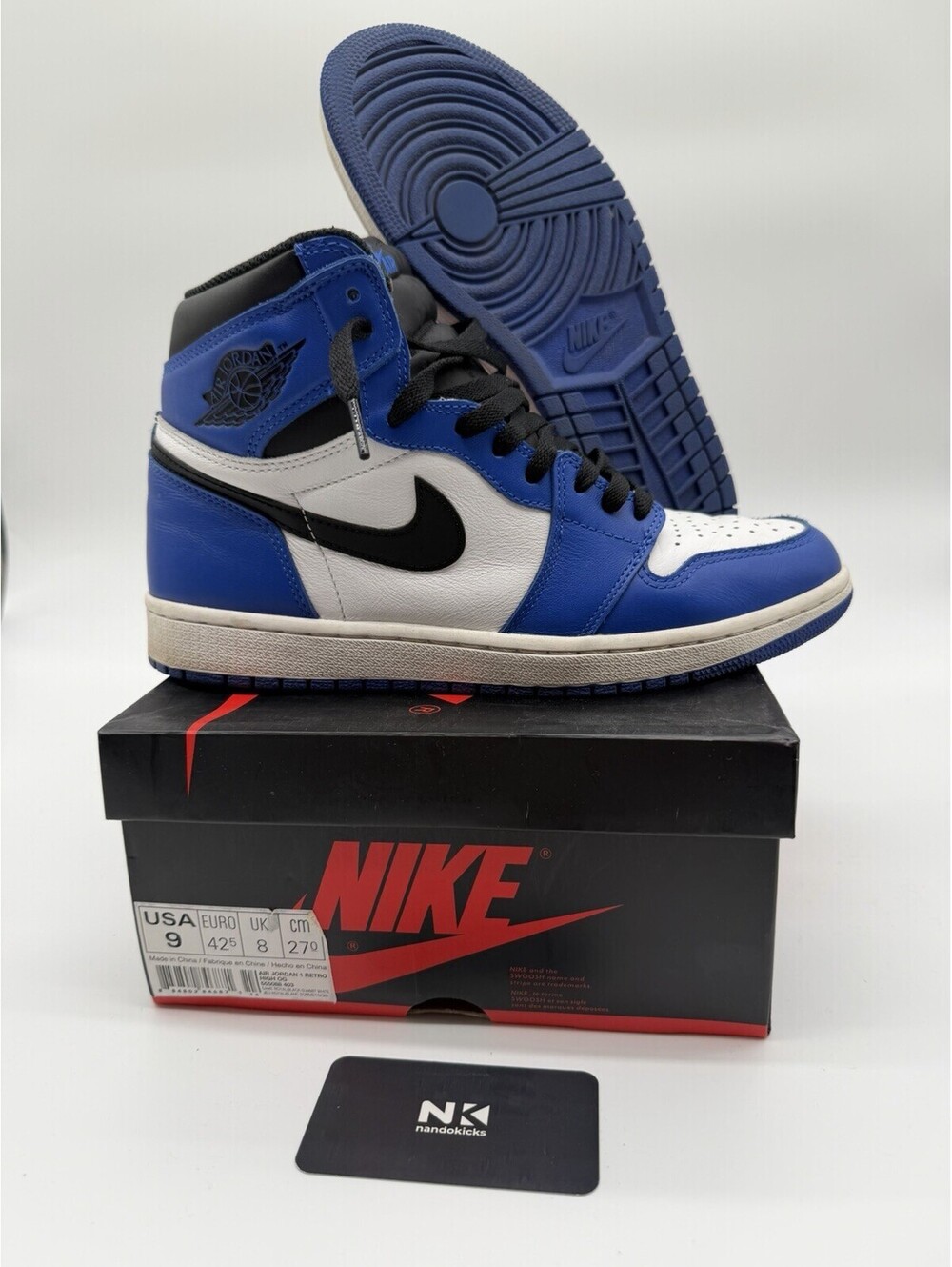 Air Jordan 1 Retro High OG Game Royal 2018 Size 9 Leather 555088-403